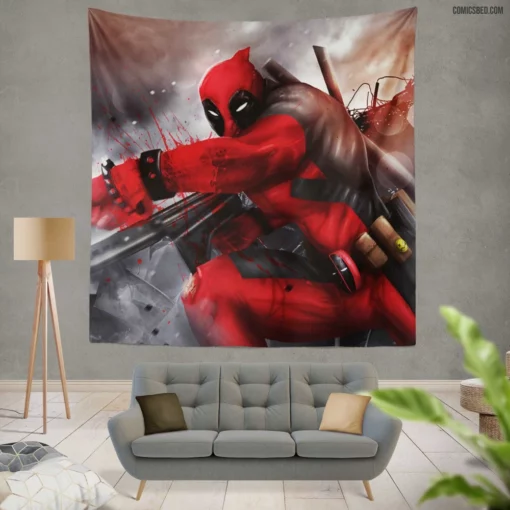 Deadpool Marvel Humorous Merc Comic Wall Tapestry