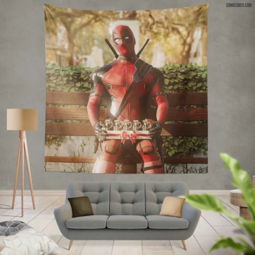 Deadpool Marvel Mercenary Heart Comic Wall Tapestry