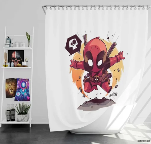 Deadpool Marvel Mercenary Path Comic Shower Curtain