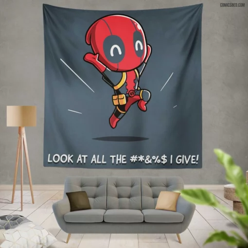 Deadpool Marvel Mercenary Pursuit Comic Wall Tapestry