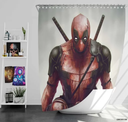 Deadpool Marvel Spirited Merc Comic Shower Curtain