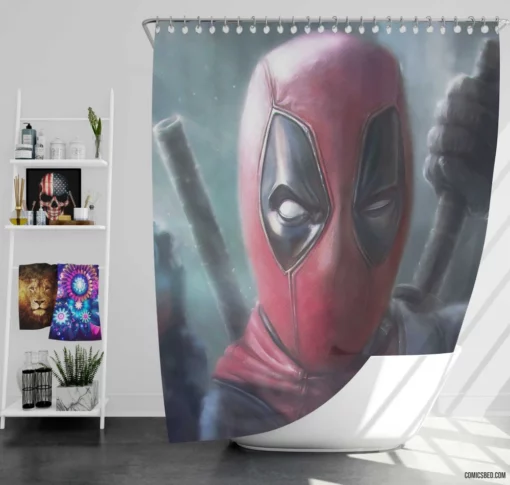 Deadpool Marvel Unconventional Mercenary Comic Shower Curtain