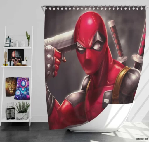 Deadpool Marvel Witty Respite Comic Shower Curtain