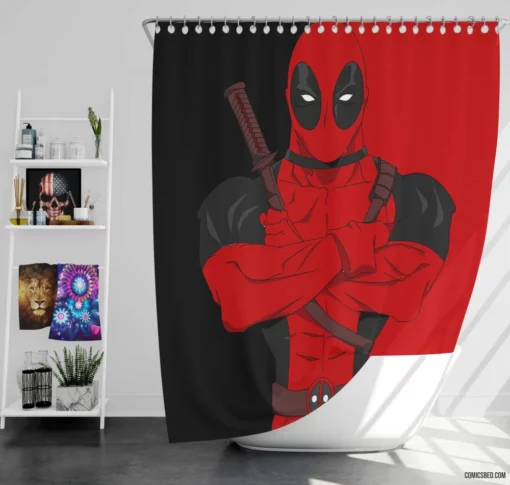 Deadpool Merc Adventures Comic Shower Curtain