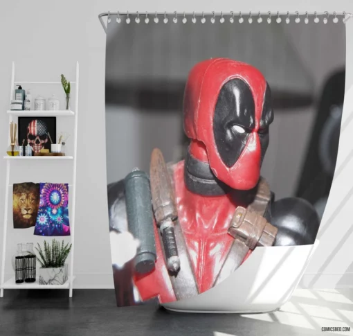 Deadpool Merc Antics Keep Going Comic Shower Curtain