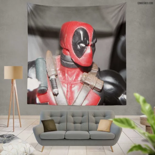 Deadpool Merc Antics Keep Going Comic Wall Tapestry