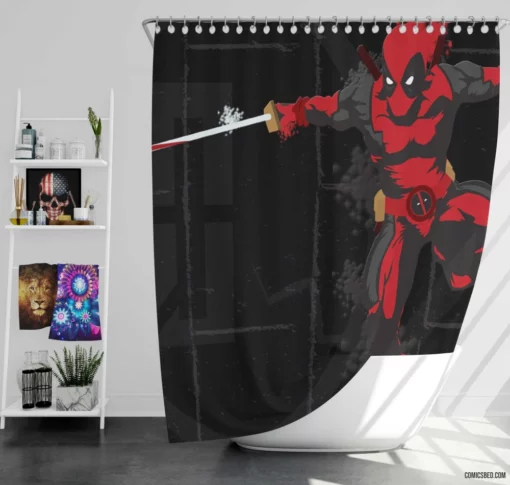 Deadpool Merc Chaotic Journey Comic Shower Curtain