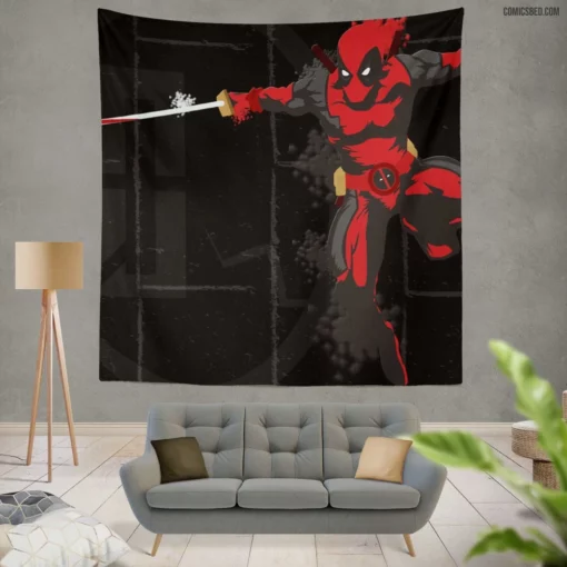 Deadpool Merc Chaotic Journey Comic Wall Tapestry