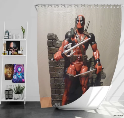 Deadpool Merc Humorous Antics Persist Comic Shower Curtain