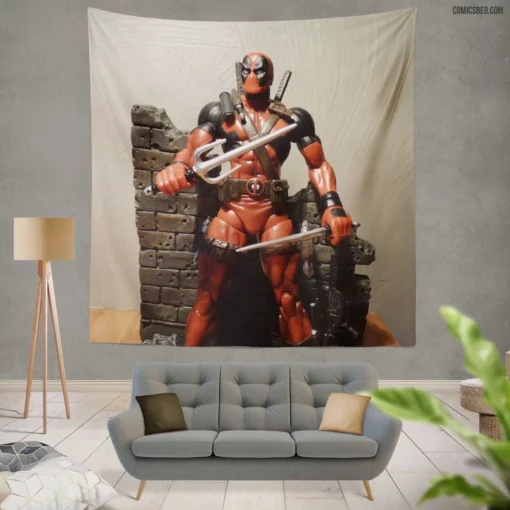 Deadpool Merc Humorous Antics Persist Comic Wall Tapestry