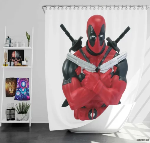 Deadpool Merc Unpredictable Exploits Comic Shower Curtain