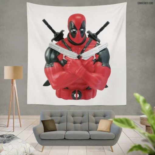 Deadpool Merc Unpredictable Exploits Comic Wall Tapestry