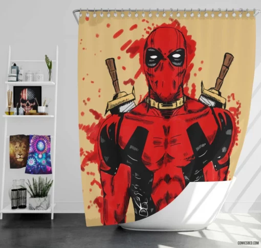 Deadpool Merc Witty Adventures Persist Comic Shower Curtain