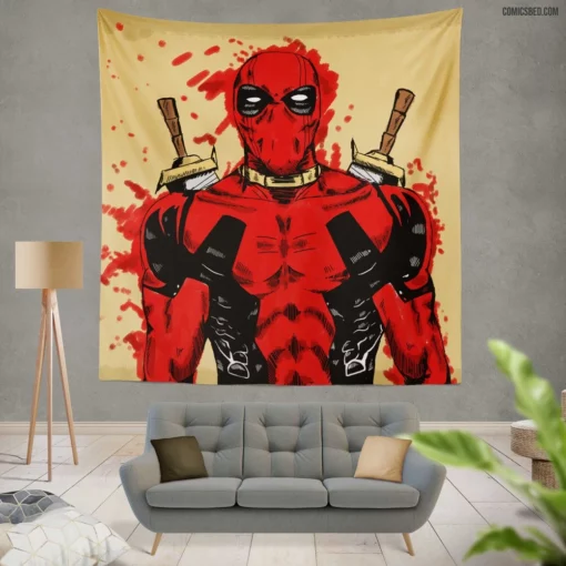 Deadpool Merc Witty Adventures Persist Comic Wall Tapestry