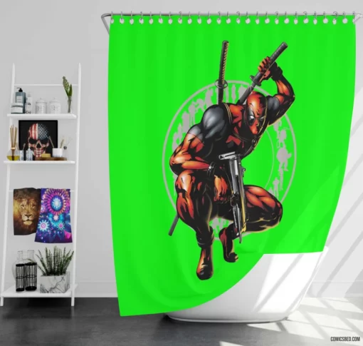 Deadpool Merc with a Mouth Antics Continue Comic Shower Curtain