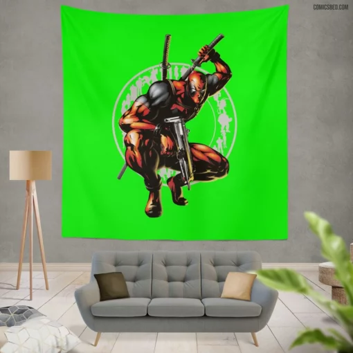 Deadpool Merc with a Mouth Antics Continue Comic Wall Tapestry