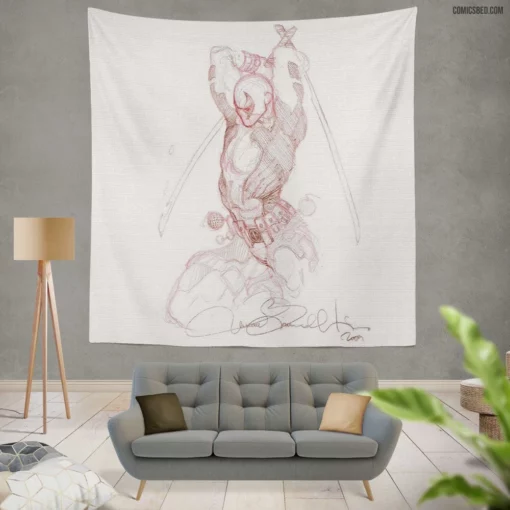 Deadpool Merc with a Mouth Misadventures Comic Wall Tapestry