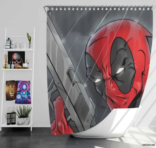 Deadpool Merc with a Twisted Smile Comic Shower Curtain