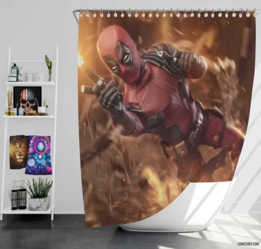 Deadpool Merc with a Witty Mouth Comic Shower Curtain