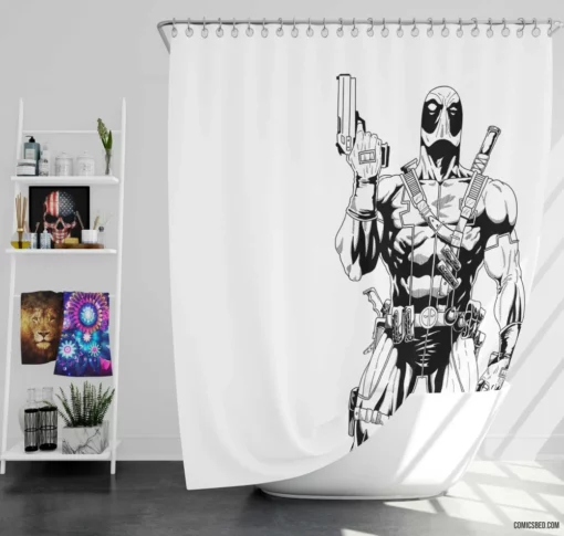 Deadpool Mercenary Exploits Comic Shower Curtain