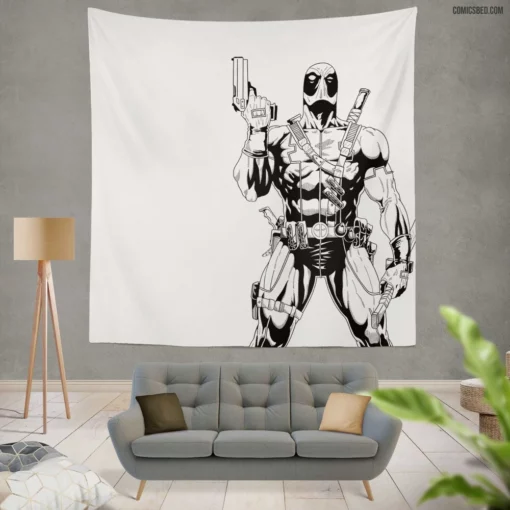 Deadpool Mercenary Exploits Comic Wall Tapestry