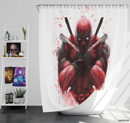 Deadpool Mercenary Marvel Adventures Comic Shower Curtain