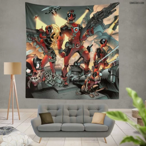 Deadpool Mercenary Missions Comic Wall Tapestry