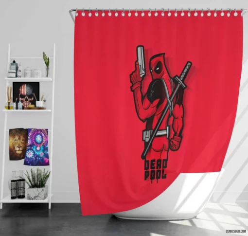 Deadpool Minimalist Merc Signature Comic Shower Curtain