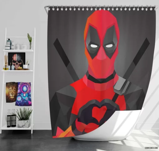 Deadpool Minimalist Merc with Humor Comic Shower Curtain