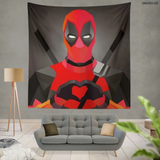 Deadpool Minimalist Merc with Humor Comic Wall Tapestry