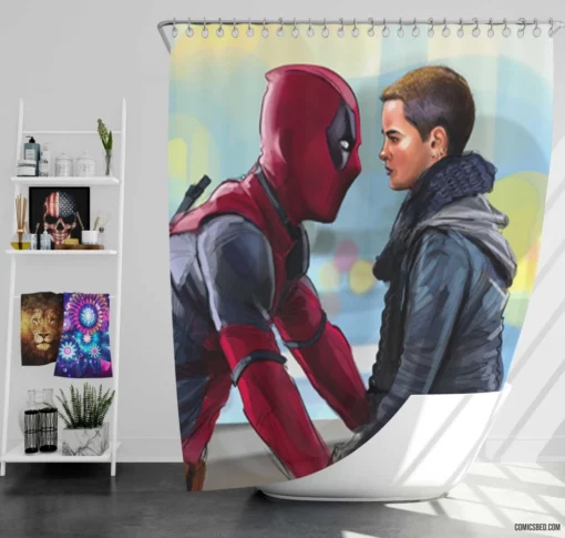 Deadpool Negasonic Teenage Warhead Team-Up Comic Shower Curtain