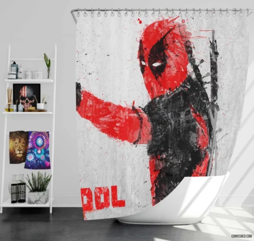 Deadpool Unconventional Hero Comic Shower Curtain