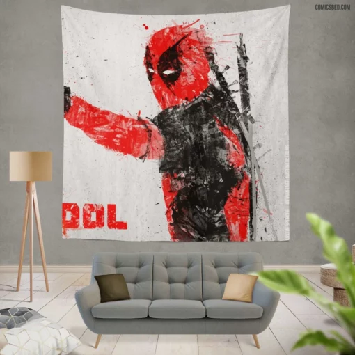 Deadpool Unconventional Hero Comic Wall Tapestry