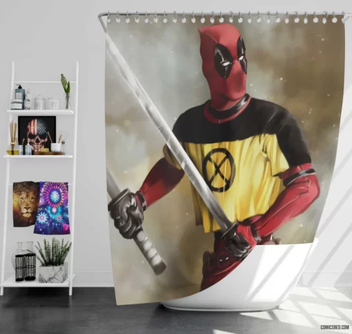 Deadpool Unleashed Marvel Talkative Merc Comic Shower Curtain