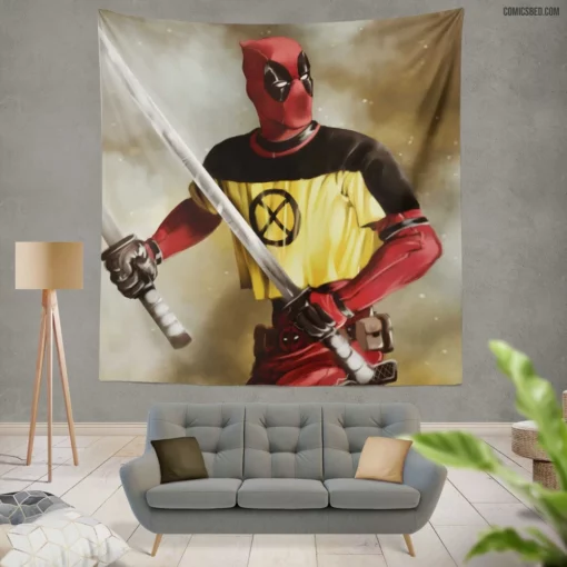 Deadpool Unleashed Marvel Talkative Merc Comic Wall Tapestry