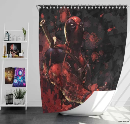 Deadpool Unleashed Merc with a Mouth Comic Shower Curtain