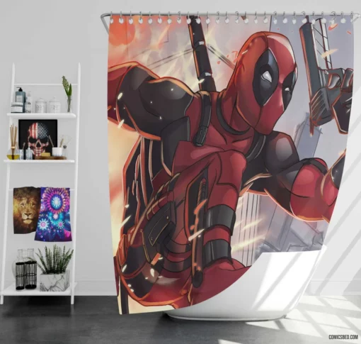 Deadpool Unmasked Marvel Merc Chronicles Comic Shower Curtain