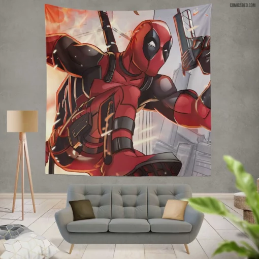 Deadpool Unmasked Marvel Merc Chronicles Comic Wall Tapestry