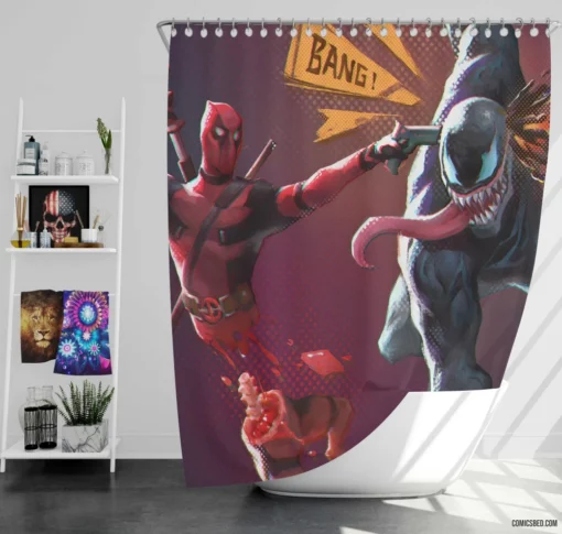 Deadpool Venom Marvel Duo Comic Shower Curtain