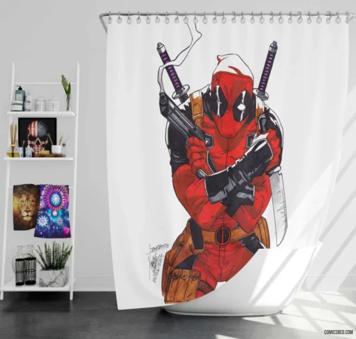 Deadpool Witty Antihero Comic Shower Curtain