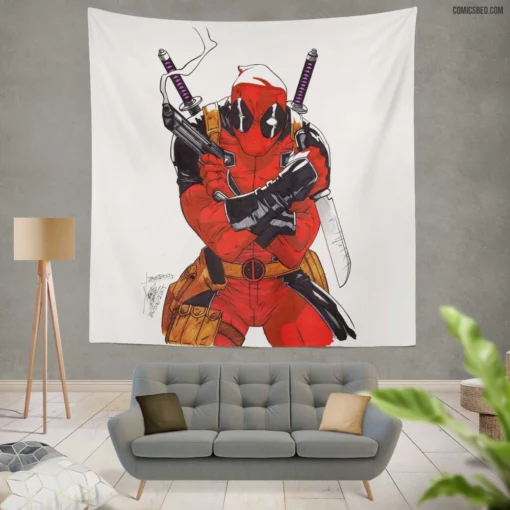 Deadpool Witty Antihero Comic Wall Tapestry