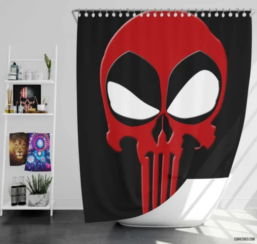 Deadpool vs. Punisher Merc Showdown Comic Shower Curtain