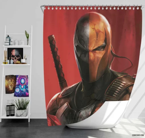 Deathstroke Art DC Lethal Mastermind Comic Shower Curtain