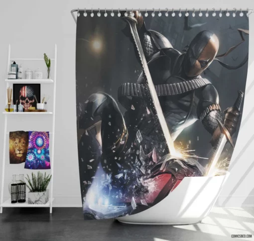 Deathstroke Artwork DC Mercenary Mastermind Comic Shower Curtain