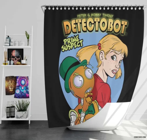 Detectobot Comics Robotic Sleuth Shower Curtain