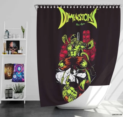 Dimensions Multiverse Chronicles Comic Shower Curtain