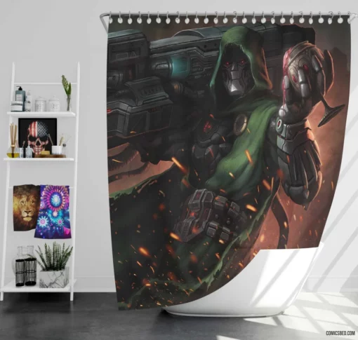 Doctor Doom Master of Dark Magic Comic Shower Curtain