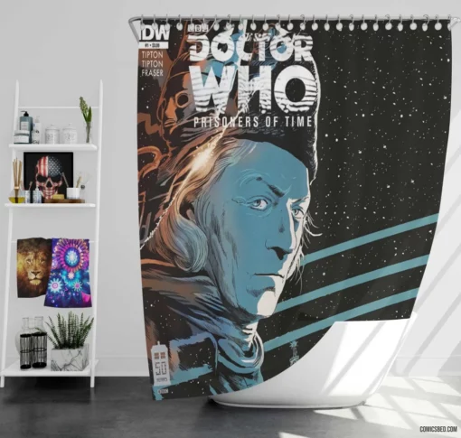 Doctor Who Time Travel Adventures Comic Shower Curtain