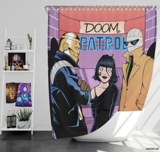 Doom Patrol DC Bizarre Heroes Comic Shower Curtain