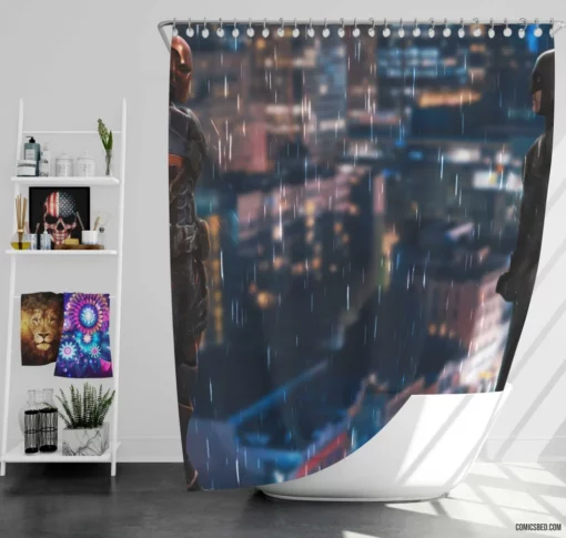 Duel of Legends Batman vs. Deathstroke Comic Shower Curtain